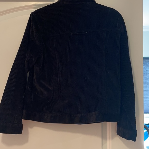 J Jill black Corduroy jacket with crystal flower buttons medium - Picture 5 of 7